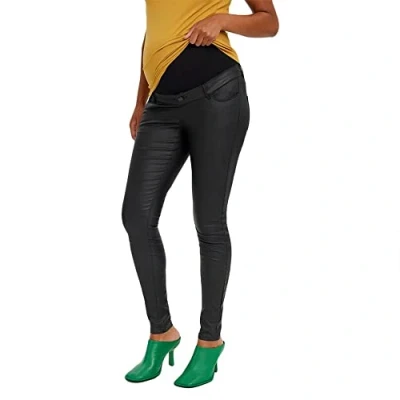 Abbildung von MAMALICIOUS Damen Vmmseven Smooth Coated Noos Pants, Black/Detail:coated, L EU