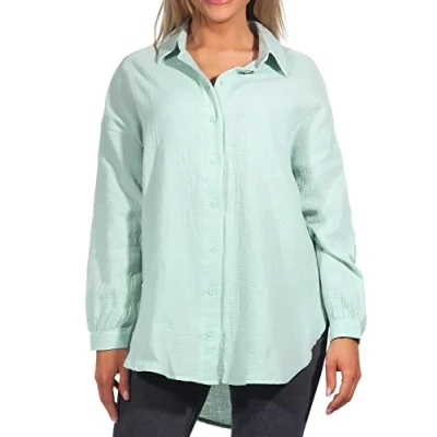 Abbildung von ONLY Damen Oversize Hemd ONLThyra Langarm Musselin Bluse 15267998 Harbor Gray XS