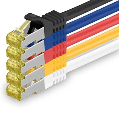 Abbildung von 1aTTack.de Cat.7 Netzwerkkabel 5m 5 Farben Stück Cat7 Ethernetkabel Netzwerk LAN Kabel Rohkabel 10 Gb s SFTP PIMF LSZH Set Patchkabel mit Rj 45 Stecker Cat.6a