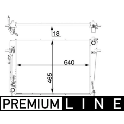 Abbildung von MAHLE ORIGINAL CR 1406 000P Kühler, Motorkühlung 640 465 19 Kühlrippen gelötet KIA: Sportage III