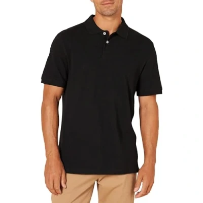 Abbildung von Amazon Essentials Herren Piqué Poloshirt aus Baumwolle, Schmale Passform, Schwarz, XL