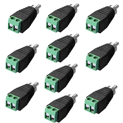 Abbildung von SIENOC 10 x RCA Stecker Adapter Terminalblock &gt; Cinch DC Block Schraubanschluss 2 Pin Verbinder Kabel auf Anschluss