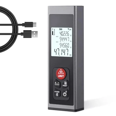 Abbildung von Laser Entfernungsmesser Hychika Messgerät Typ C Wiederaufladbar 60M Mit LCD Hintergrundbeleuchtung M/In/Ft Mehreren Messmodi Wie Pythagoras/Abstand/Fläche/Volumen Messungen