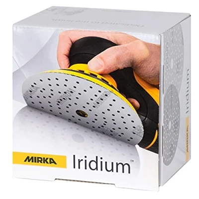 Abbildung von Mirka Iridium Premium Schleifpapier Ø 150mm Klett 121 Loch, Korn 500, 100 Stk/Zum Schleifen von Lack, Spachtel, Grundierung, Holz, Stahl, Mineralwerkstoffe, Kunststoff