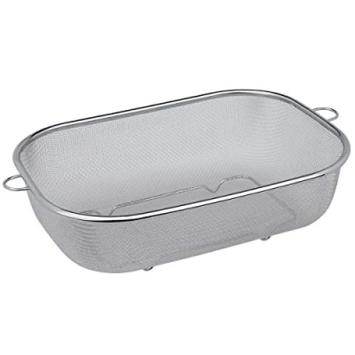 Abbildung von MGE Küchensieb aus Edelstahl Sieb, Feinmaschig Sieb Rechteckiges Abtropfsieb Küchensiebe für Quinoa, Nudeln, Obst, Gemüse, Reis 30 x 21 9 cm