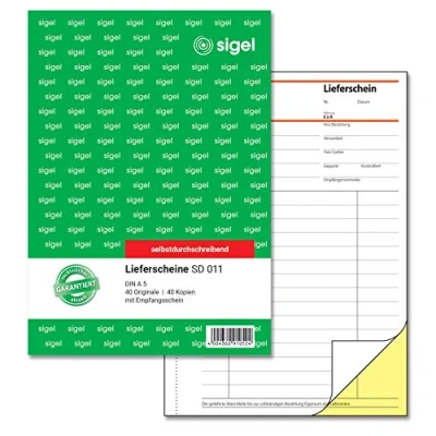 Abbildung von SIGEL SD011 Lieferscheine A5, 2x40 Blatt, selbstdurchschreibend, 1 Stück, aus nachhaltigem Papier