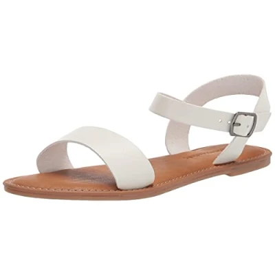 Abbildung von Amazon Essentials Damen Sandale mit Zwei Riemen und Schnalle, Weiß, 40 EU