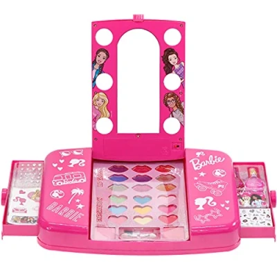 Abbildung von Townley Girl Barbie Beauty Vanity Set mit beleuchtetem Spiegel Enthält Lipgloss, Lidschatten, Pinsel, Nagellack, Zubehör und mehr! Ab 3 Jahren Perfekt für Partys, Übernachtungen Umgestaltungen
