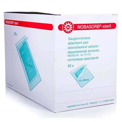 Abbildung von NOBAMED Paul Danz AG NOBASORB steril Saugkompressen 10x20 cm P1