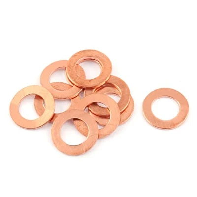 Abbildung von sourcing map 10Stk 8mm x 14mm 1mm Flach Ring Kupfer Zerquetschen Scheibe Dichtung Befestigung de