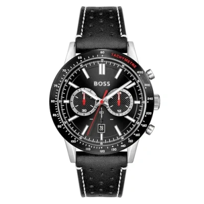 Abbildung von BOSS Chronograph Quarz Uhr für Herren mit Schwarzes Lederarmband 1513920