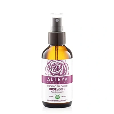 Abbildung von Alteya Bio Rosenwasser Spray in Glasflasche 120ml 100% USDA Organic zertifiziert Rein Natürlich Wasserdampfdestilliertes Blütenwasser aus Damaszener Rosen, Direktverkauf vom Organics