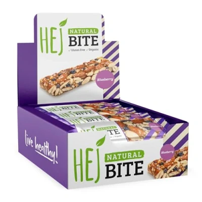Abbildung von HEJ Bite Bio Nuss Riegel Low Carb Snack mit Nüssen Veganer Energieriegel Mandeln &amp; Cashews Glutenfrei Blueberry 12 x 40g