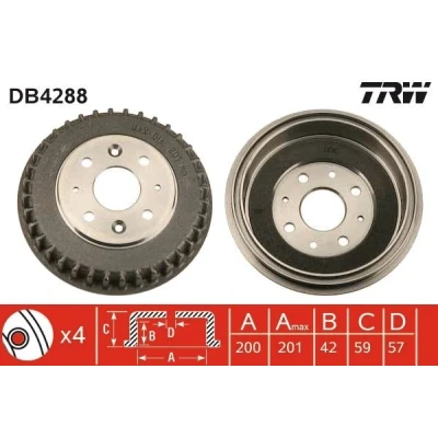 Abbildung von TRW DB4288 Bremstrommel FIAT: Panda II Hatchback
