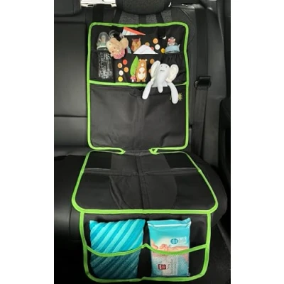Abbildung von HECKBO Kinder Auto Sitzauflage Organizer Waldtiere ISOFIX geeignete Unterlage, Sitzschoner zum Schutz Ihrer Autositze geeignet für alle Kindersitze