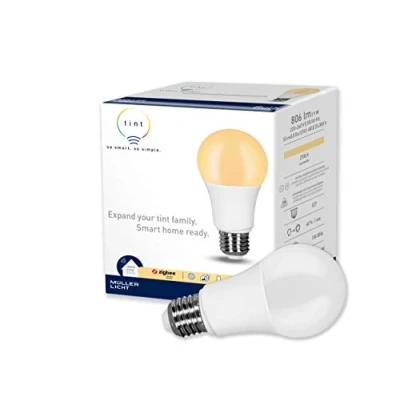 Abbildung von tint Smarte LED Birne E27 Steuerbar per Alexa oder Fernbedienung Dimmbare Glühbirne mit warmweißem Licht (2700 K), 9 W
