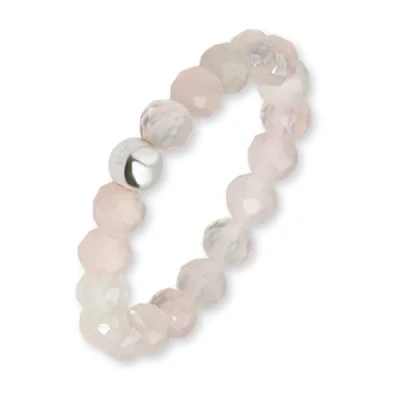 Abbildung von GD GOOD.designs Fidget Ring aus Rosenquarz Naturstein Perlen für Damen Anxiety elastisch Anti Stress facettiert I Ringgröße 52 62 Valentinstag Geschenk Sie