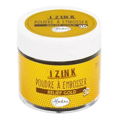 Abbildung von Aladine Izink Gold Embossing Pulver mit 3D Effekt, für Scrapbooking und kreative Karten, Relief, goldfarben, 25 ml