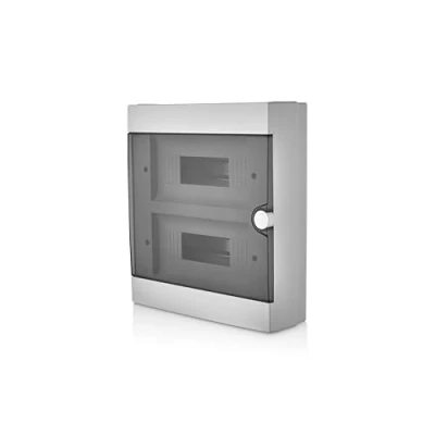 Abbildung von Lion Electric Sicherungskasten Aufputz 24 Module 2 Reihig Schaltschrank Weiß mit Schwarze Tür IP40, Verteilerkasten für Feuchtraum, Keller, Garage und alle Innenbereichen