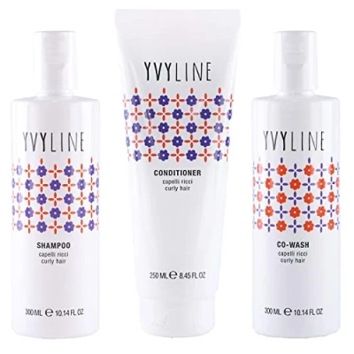 Abbildung von YVYLINE lockiges Haar KIT Curly Girl Method Shampoo Für + Co Wash Conditioner Balsam weiches, hydratisiertes, leichtes, glänzendes und leicht kämmbares 3 teiliges Set