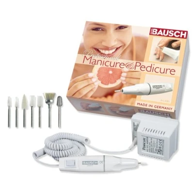 Abbildung von Bausch 0301 Elektrisches Maniküre und Pediküregerät, 7 Aufsätze zum Schleifen, Feilen, Polieren von Hand Fußnägeln, Entfernen Hornhaut Druckstellen, Nagelpflege, Fußpflege für zu Hause