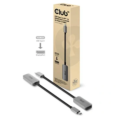 Abbildung von Club 3D USB Type C auf DP 1.4 8K60Hz DSC1.2 HDR HBR3 Aktiver Adapter, CAC 1567