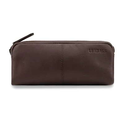 Abbildung von LEABAGS Leder Federmäppchen I Große Echtleder Federmappe Federtasche für Beruf Uni Schule Schlampermäppchen Stiftetui Stiftmappe Ledermäppchen Cacao