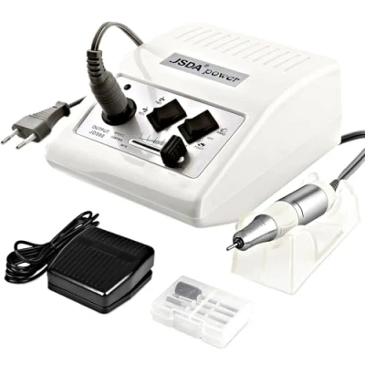 Abbildung von JSDA® Profi Elektrische Nagelfeile für Gelnägel, Shellac 30000 U/Min Inkl 4 Bits &amp; Fußpedal Maniküre Pediküre Fußpflegegerät Acrylnägel weiß