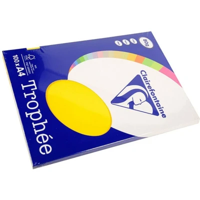 Abbildung von Clairefontaine 4117C Packung Druckerpapier / Kopierpapier Trophee PPP, intensive Farben, DIN A4, 80g, 100 Blatt, Sonnengelb, 1 Pack