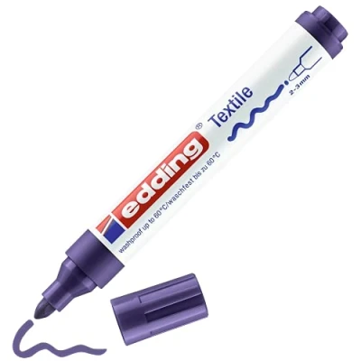 Abbildung von edding 4500 Textilmarker violett 10 Stück Rundspitze 2 3 mm Textilstifte waschmaschinenfest (60 C) zum Stoff bemalen Stoffmalstift