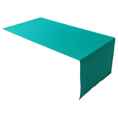Abbildung von Lemos Home Hochwertiger Tischläufer Tischwäsche aus 100% Baumwolle Kollektion Konzept, Farbe &amp; Größe wählbar (Tischläufer 30x100cm, Smaragdgrün)