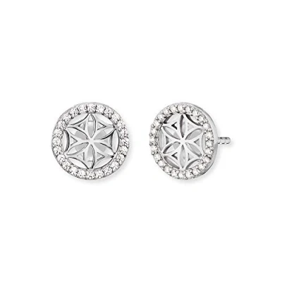 Abbildung von Engelsrufer Damen Ohrringe Ohrstecker Lebensblume aus Sterling Silber Steckverschluss besetzt mit 48 weißen Zirkonia Steinen nickelfrei 10mm