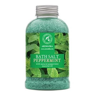 Abbildung von Meer Badesalz Pfefferminz 600g Bade Meersalz mit Ätherischem Pfefferminzöl Aromatherapie Badewanne Körperpflege Guter Schlaf Baden Entspannung Gute Laune Badezusatz Minze Badeduft