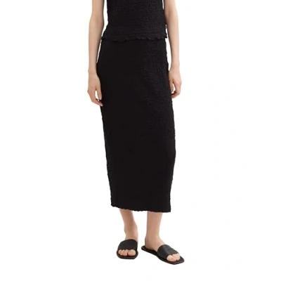 Abbildung von TOM Tailor Denim Crinkle Bleistiftrock, Damen, Größe: Medium, Deep black