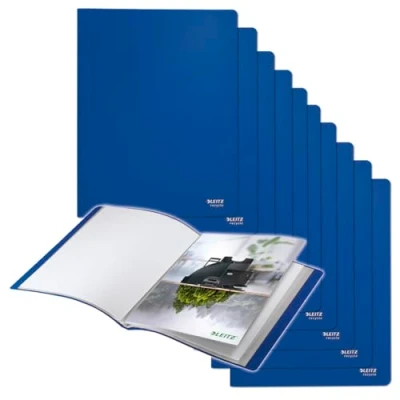 Abbildung von Leitz Recycle Sichtbuch A4, 10er Pack, Mit 20 Fächern für die Dokumentenablage, Premium Qualität, 100 % recycelbar, Umweltfreundlich, Serie, Blau, 46760035