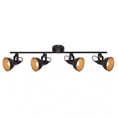 Abbildung von Briloner Leuchten Deckenleuchte, Spotleuchte 4 flammig, Strahler Dreh und schwenkbar, Retro/Vintage, x E14, 40 Watt, Metall, Schwarz Gold, 790x190mm (LxH)