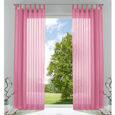 Abbildung von 2er Pack Gardinen Transparent Vorhang Set Wohnzimmer Voile Schlaufenschal mit Bleibandabschluß HxB 225x140 cm Rosa, 61000CN