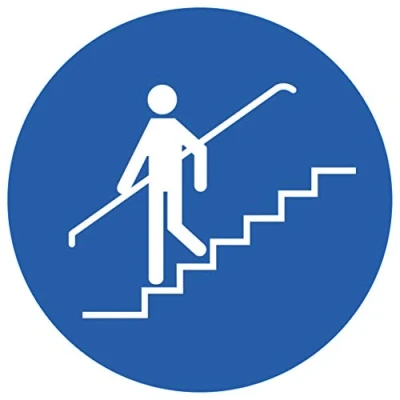 Abbildung von 10 Stück Bitte Handlauf benutzen Aufkleber 9,5cm Treppengeländer Gebotszeichen Warnzeichen