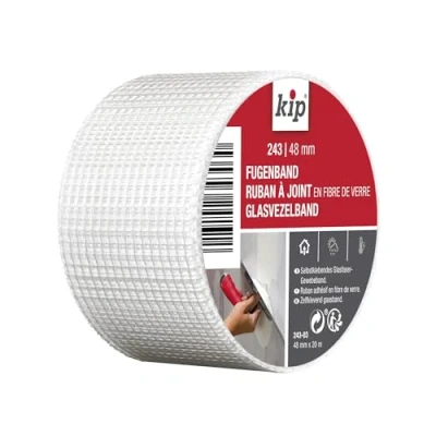 Abbildung von Kip Fugenband Permanentes Glasfaser Gewebeband 48mm x 20m Für Reperatur &amp; Spachtelarbeiten Einfache Fixierung Selbstklebend Reißfest