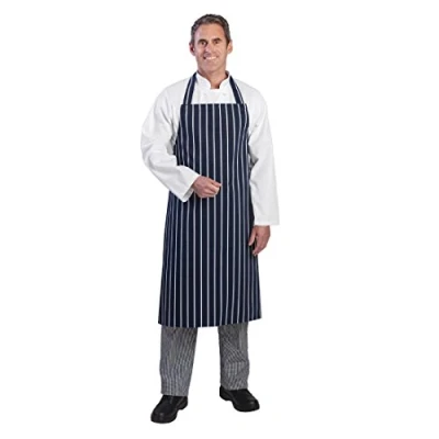 Abbildung von Whites Chefs Apparel A530 Butchers Schürze, gestreift, Marineblau