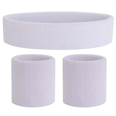 Abbildung von ONUPGO Schweißband Set Sportstirnband Handgelenk gestreifte Schweißbänder Frottee Sporttraining Basketball Armband Stirnbänder Feuchtigkeitstransport Schweiß absorbierendes Stirnband