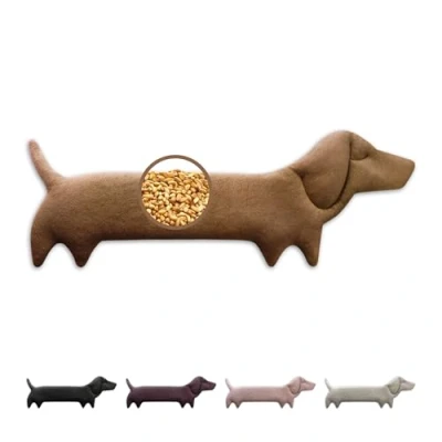 Abbildung von LESCHI Wärmekissen für Mikrowelle (52x20 cm), aus 100% Bio Baumwolle und Weizen, Hund Braun, Körnerkissen, Nackenwärmer ideal als Wärmespender zur Entspannung von Rücken Schulter Nacken Hals