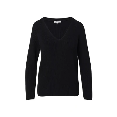 Abbildung von s.Oliver AUS MIT Vausschnitt Strickpullover, Damen, Größe: 34, Schwarz