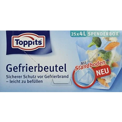 Abbildung von Toppits Gefrierbeutel, 4 Liter, Standboden, 25 Stück, Transparent