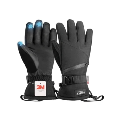 Abbildung von OutdoorMaster Skihandschuhe Damen &amp; Herren, 3M Thinsulate Wasserdicht Schneehandschuhe, Winter Warme Winddichte Snowboard Handschuhe mit Doppel Tasche