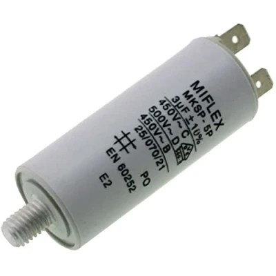 Abbildung von AnlaufKondensator MotorKondensator 3µF 450V 25x58mm Stecker M8 ; Miflex 3uF