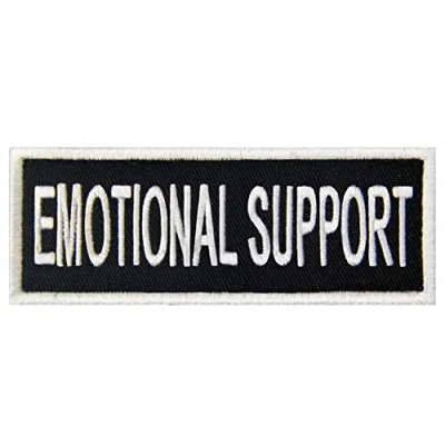 Abbildung von Warnschild für Hunde/Geschirre, bestickter Verschluss, Haken und Schlaufe EMOTIONAL SUPPORT