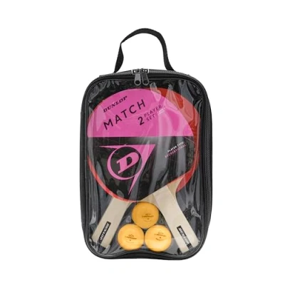 Abbildung von Dunlop Tischtennis Set Match 2 Player Schläger, 3 Bälle &amp; Tasche, beige