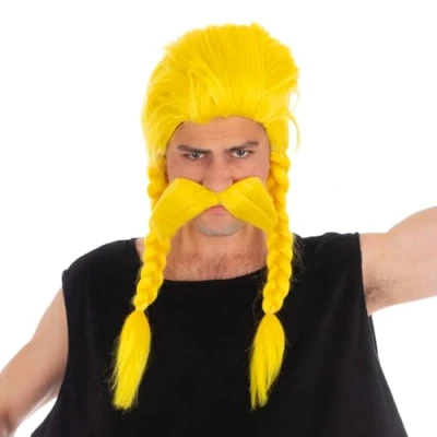Abbildung von Chaks Perücke und Schnurrbart Ordralphabetix Asterix Obelix Gelb Einheitsgröße