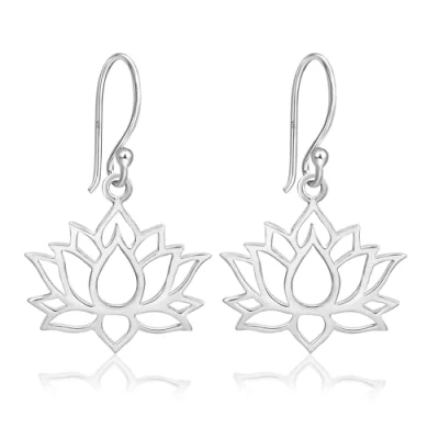 Abbildung von Unique Damen Ohrringe Lotusblume 925 Sterling Silber Lotusblüte Ohrhänger Lotus Schmuck für Teenager